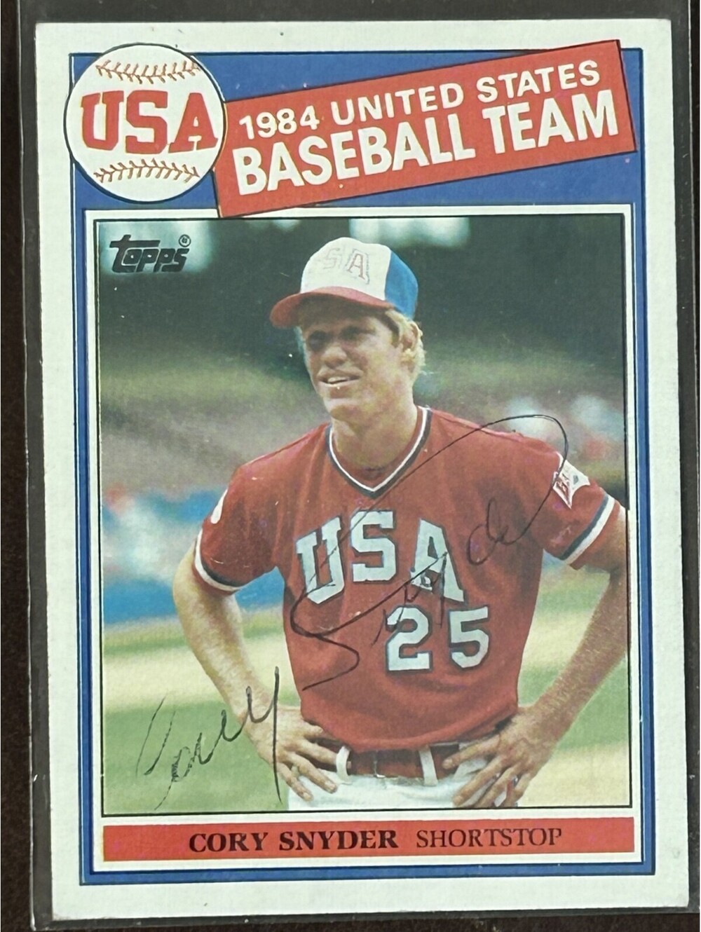 MLB SS CORY SNYDER SIGNED RC 1985 TOPPS USA BASEBALL TEAM COLLECTIBLE AUTOGRAPH